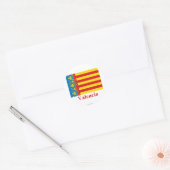 Valencia vlag met naam ronde sticker (Envelop)