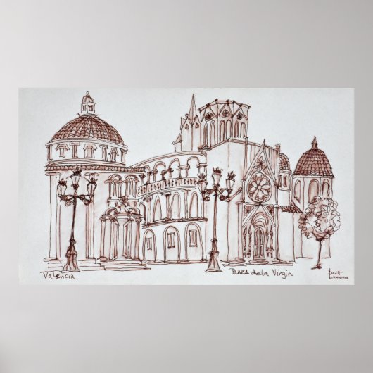 Valenciaanse kathedraal in Plaza de la Virgin Poster (Voorkant)