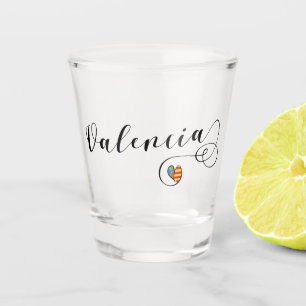 Valenciaanse vlag Heart, Valencia, Spanje Shot Glas