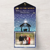 Valende sterren nativiteit met keepasfoto all in one uitnodiging (Binnen)