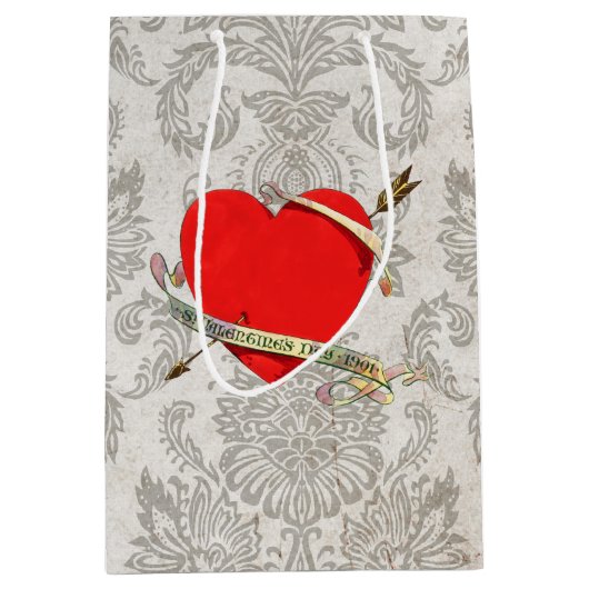  Valentijn 1901 - Hoofdfunctie met lint en Pijl Medium Cadeauzakje (Voorkant)