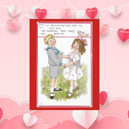 Valentijn 1915 Dansjongen en meisje Feestdagenkaart