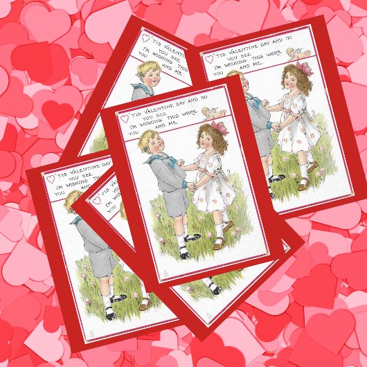 Valentijn 1915 Dansjongen en meisje Feestdagenkaart