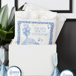 Valentijn 1e Verjaardag Blauwe Ballon en Auto Bedankzakje