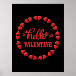Valentijn 2024 Gelukkig Valentijnse Hallo rood har Poster