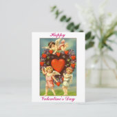 Valentijn 3 Cupido's en rode harten Feestdagenkaart (Staand voorkant)