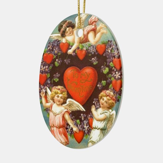 Valentijn 3 Cupids en rode harten Keramisch Ornament (Links)