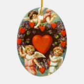 Valentijn 3 Cupids en rode harten Keramisch Ornament (Voorkant)