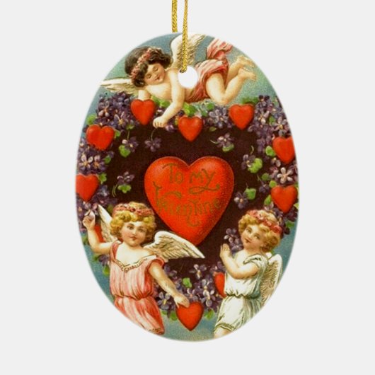  Valentijn 3 Cupids en rode harten Keramisch Ornament (Achterkant)