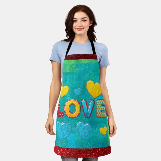 Valentijn 3D mengen en aanpassen Schort (Gedragen)