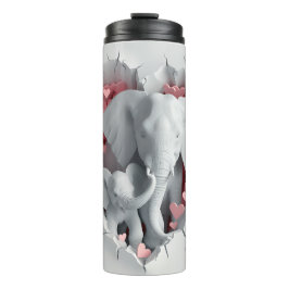 Valentijn 3D Mom & Baby Elephants Tumbler Wrap Thermosbeker