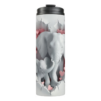 Valentijn 3D Mom & Baby Elephants Tumbler Wrap Thermosbeker