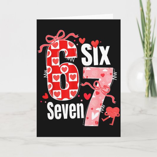 Valentijn 67 Zes Zeven Hart Coquette Boog Valentin Kaart (Voorkant)