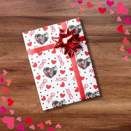 Valentijn aangepaste foto liefde hart xoxo op wit cadeaupapier