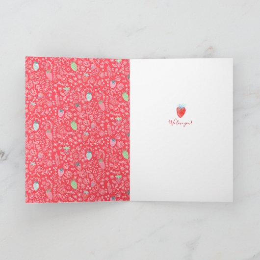 Valentijn | Aardbeien | WENSKAART Feestdagen Kaart (Binnen)