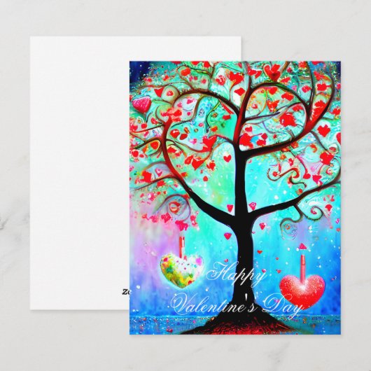 valentijn abstracte hartboom feestdagenkaart (Voorkant / Achterkant)