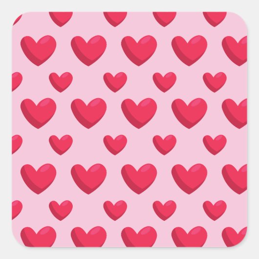 Valentijn achtergrond met hartliefde vierkante sticker (Voorkant)