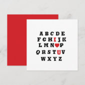 valentijn alfabet ik hou van jou feestdagenkaart (Voorkant / Achterkant)