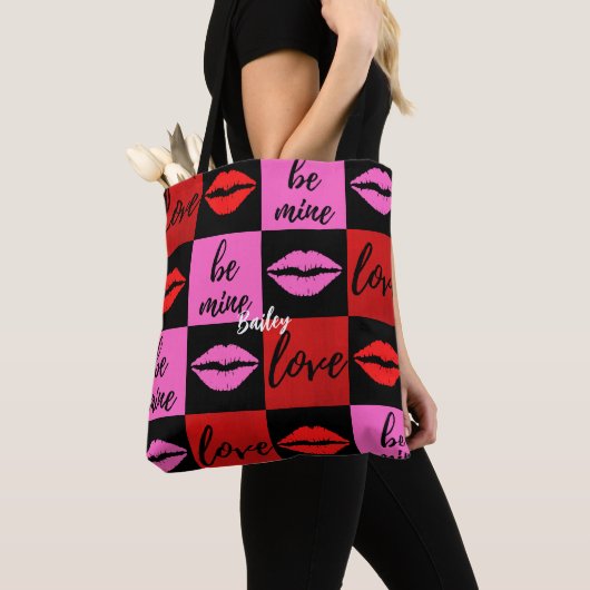 Valentijn All-Over-Print Canvas tas (Dichtbij)