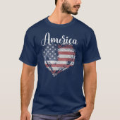 Valentijn Amerikaanse Vlag Grungy Hart 'Amerika' T-shirt (Voorkant)