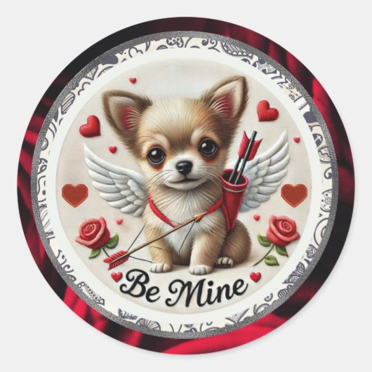 Valentijn Angel Chihuahua Stickers - Wees de mijne (Voorkant)