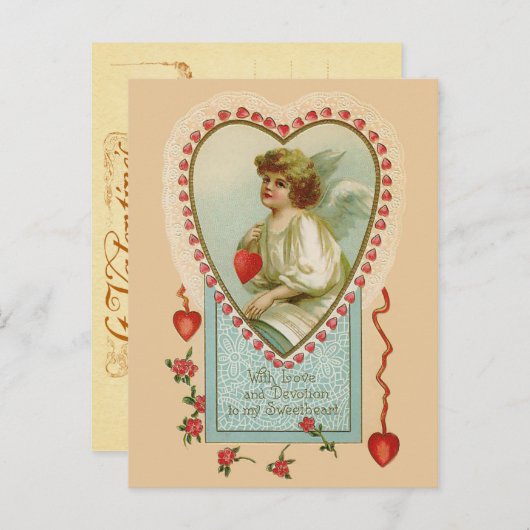  Valentijn Angel en Heart Feestdagenkaart (Voorkant / Achterkant)