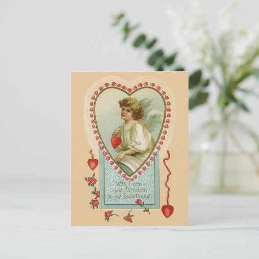  Valentijn Angel en Heart Feestdagenkaart (Staand voorkant)