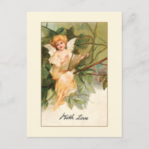 Valentijn Angel met Golden Harp Briefkaart