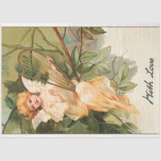 Valentijn Angel met Golden Harp Tissuepapier (Voorkant)