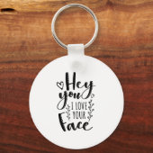 Valentijn Art Hé Ik hou van je gezicht Sleutelhanger (Voorkant)