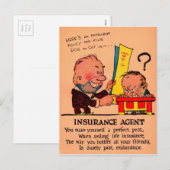 valentijn azijn 1930: Verzekeringsagent Feestdagenkaart (Voorkant / Achterkant)