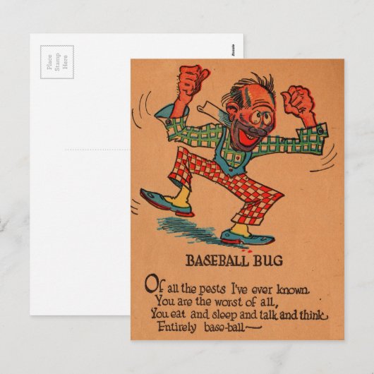 valentijn azijn uit de jaren '30: de Baseball Bug Feestdagenkaart (Voorkant / Achterkant)