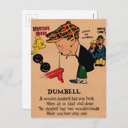 valentijn azijn uit de jaren '30: de Dumbbell Feestdagenkaart (Voorkant / Achterkant)