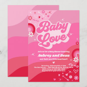 Valentijn Baby shower Groovy Baby Love Baby shower Kaart