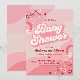 Valentijn Baby shower Groovy Baby Love Baby shower Kaart