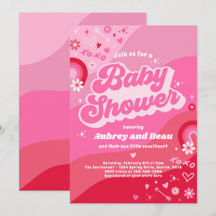 Valentijn Baby shower Groovy Baby Love Baby shower Kaart