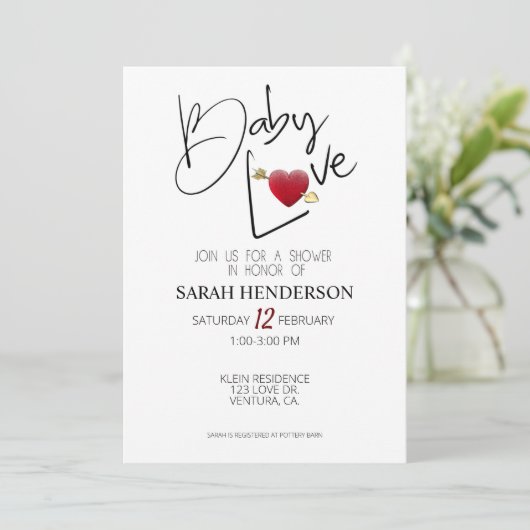 Valentijn Baby shower|harten|Lieverd Kaart (Staand voorkant)