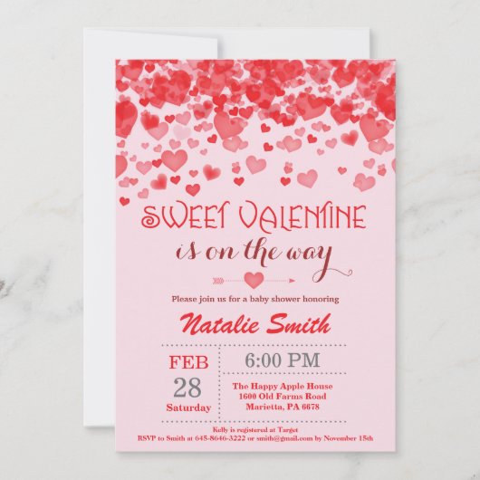 Valentijn Baby shower Invitation Little Sweetheart Kaart (Voorkant)