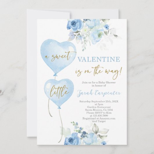 Valentijn Baby shower Jongensuitnodiging Kaart (Voorkant)