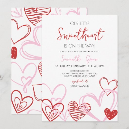 Valentijn Baby shower Kaart (Voorkant / Achterkant)