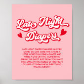 Valentijn Baby shower Late Night Luiers Game Poster (Voorkant)