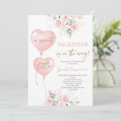 Valentijn Baby shower Meisje Uitnodiging (Staand voorkant)