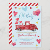 Valentijn Baby shower met hart rijden Kaart (Voorkant / Achterkant)