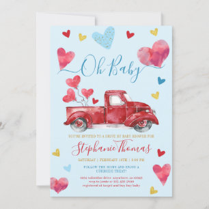 Valentijn Baby shower met hart rijden Kaart