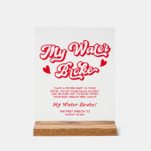 Valentijn Baby shower Mijn Water Broke spel Acryl Bord (Voorkant)