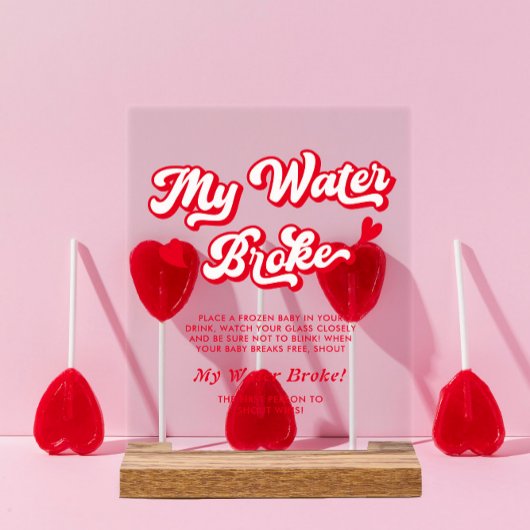 Valentijn Baby shower Mijn Water Broke spel Acryl Bord