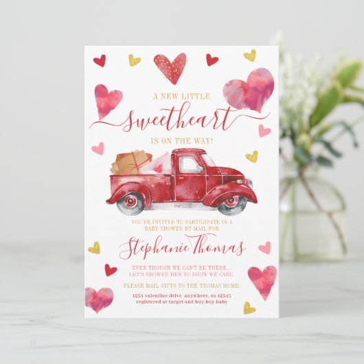 Valentijn Baby shower per post met hart Kaart (Staand voorkant)