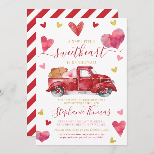 Valentijn Baby shower per post met hart Kaart (Voorkant / Achterkant)