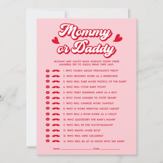 Valentijn Baby shower Raad wie spel Kaart (Voorkant)