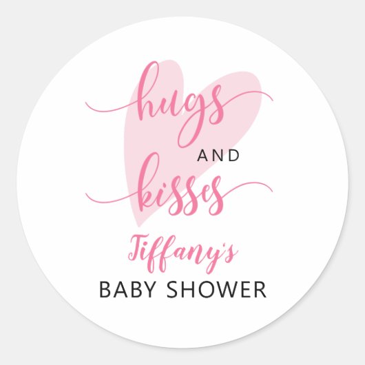 Valentijn Baby shower Roze hart Ronde Sticker (Voorkant)